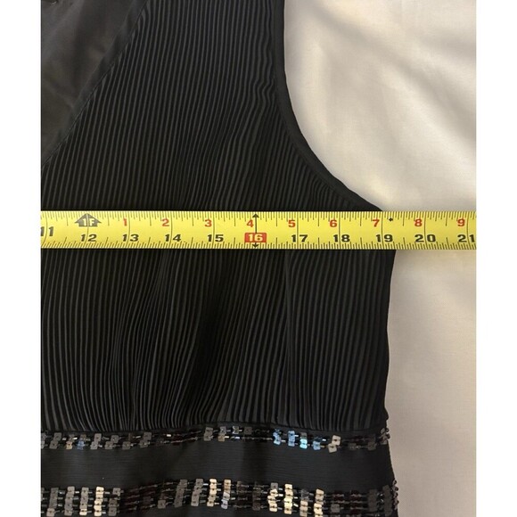 LANE BRYANT Pleated Sleeveless Black Midi Dress Women 16 Sequins Event Formal - Picture 11 of 12